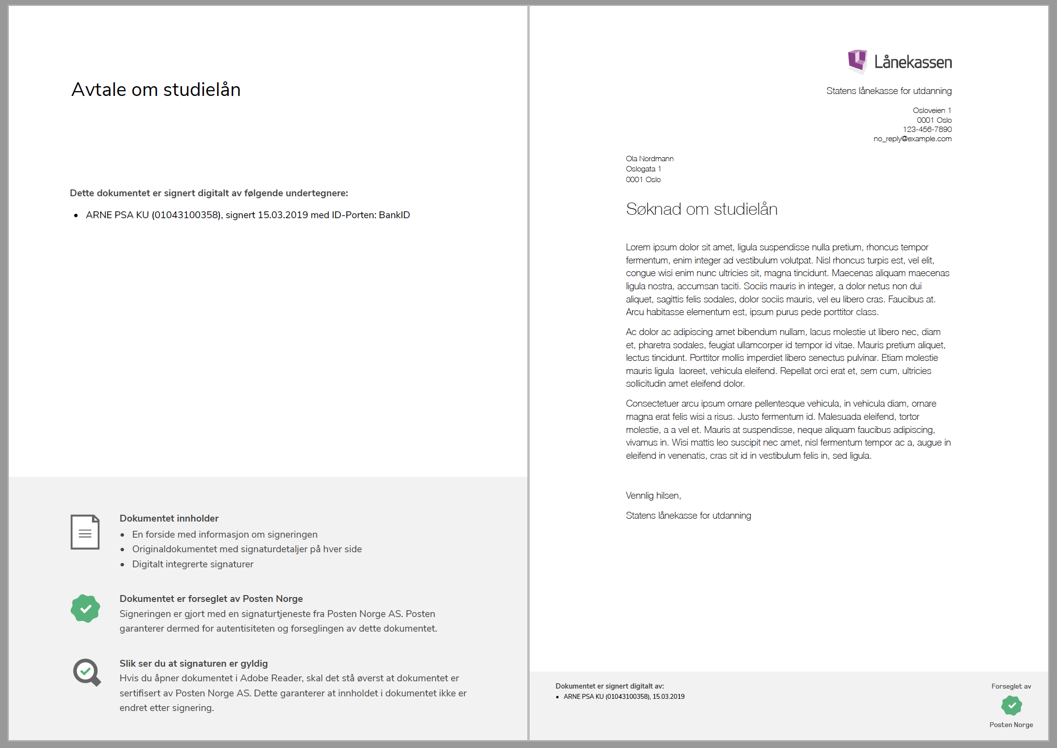 Display of Pades in Adobe with document in test environment